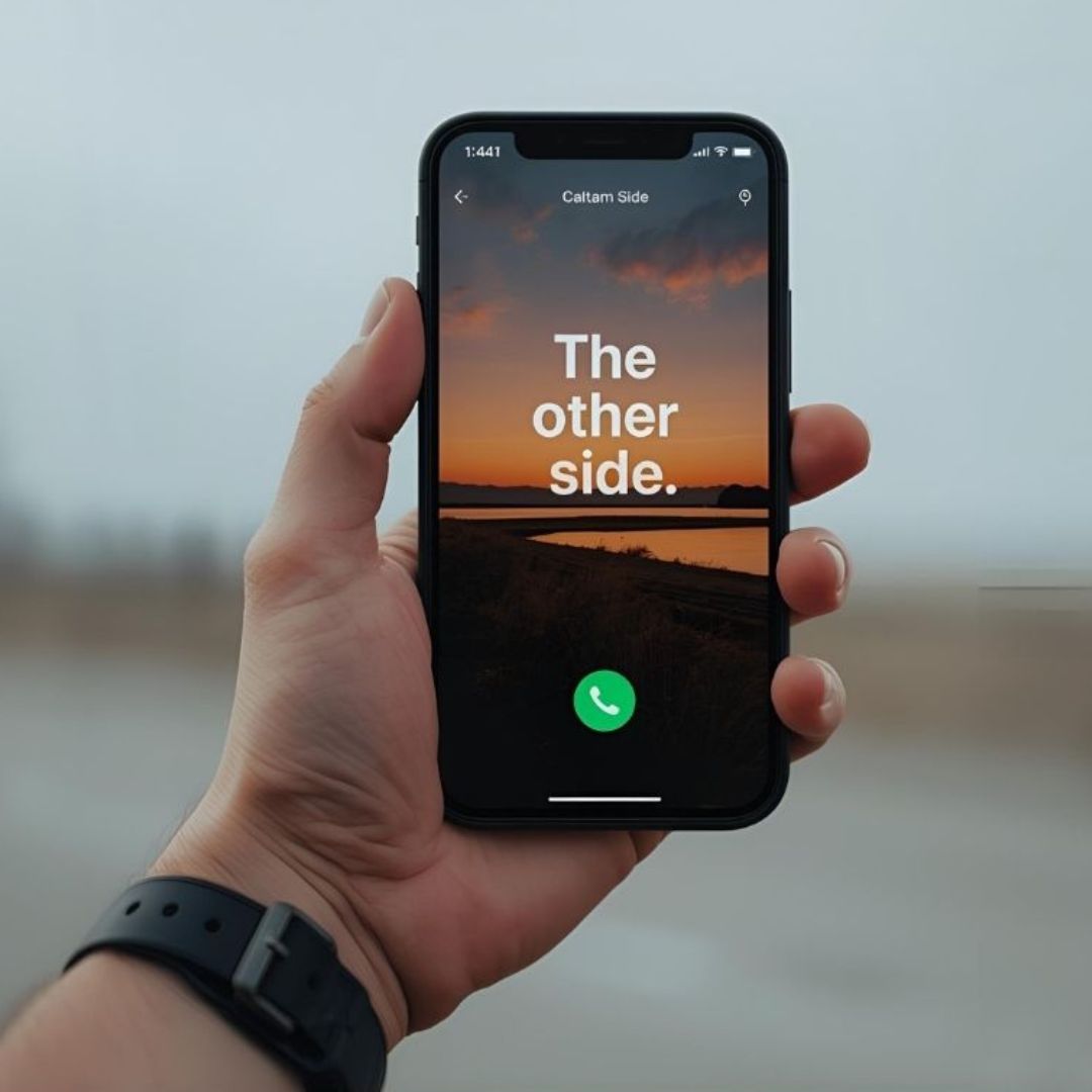 person holding phone calling the other side