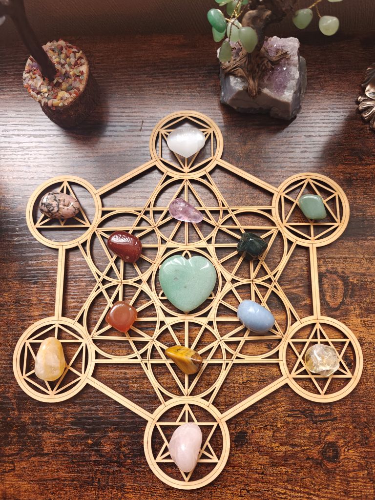 crystal grid on a desk